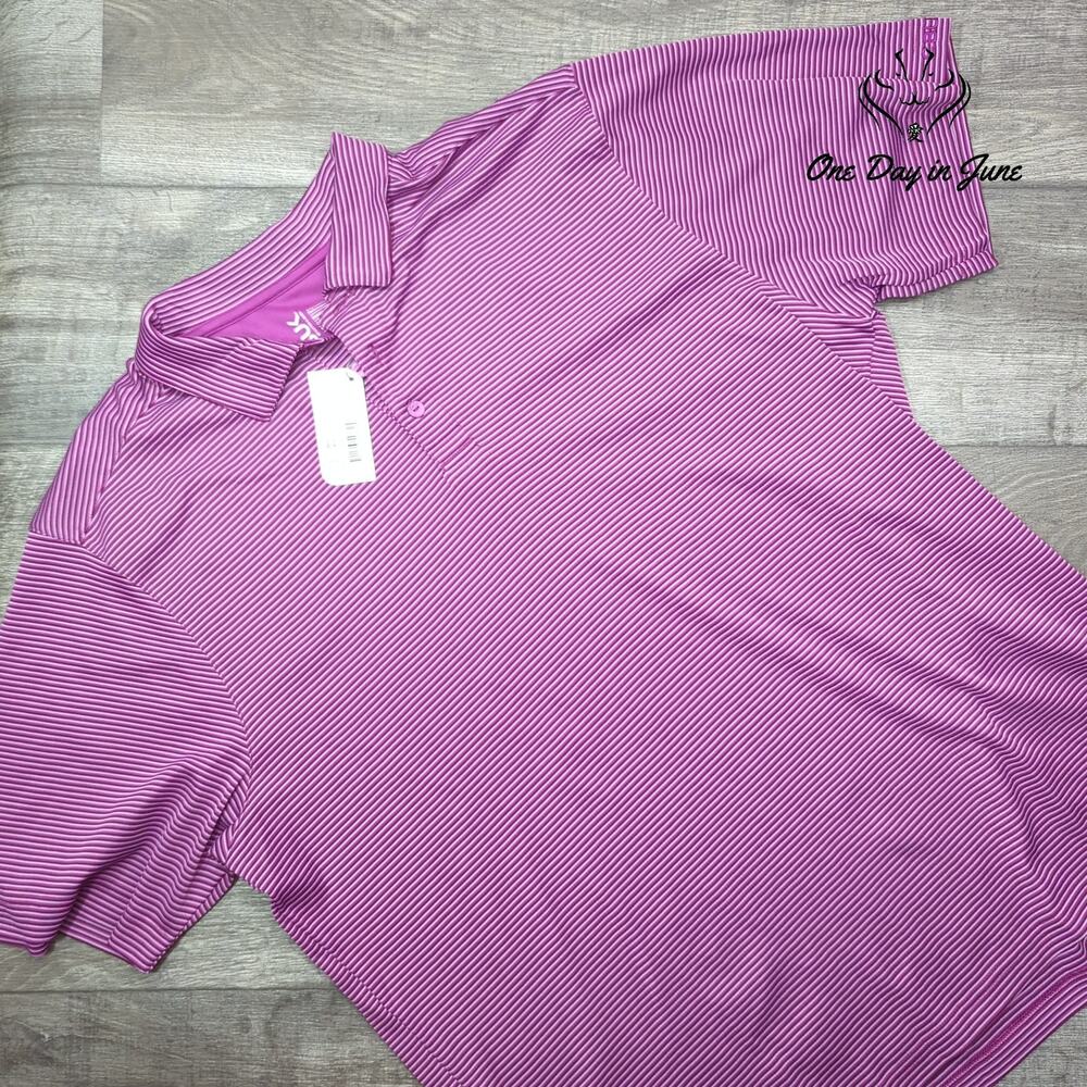 CBUK Cutter & Buck Men's Striped Performance Golf Polo Purple NWT Size XXL